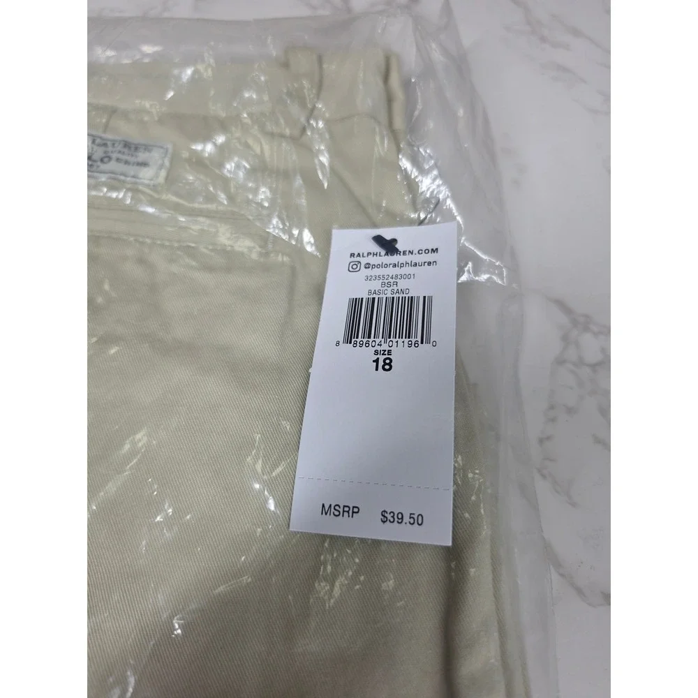 Ralph Lauren Kids Classic Polo Chino Shorts Size 18 Basic Sand Khaki NWT